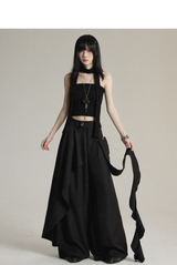 アシンメトリー レイヤード ワイドパンツ ディテール・着用イメージ 7
