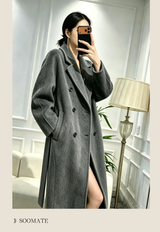 ウールカシミヤ混 ロングコート 着用・ディテール 10