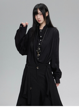 ロング丈 長袖シャツ コーディネート 9