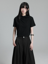 モックネックTシャツ×ワイドパンツ コーディネート 10