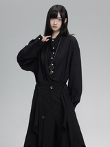 ロング丈 長袖シャツ コーディネート 10
