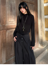 クルーネック ニット長袖Tシャツ コーディネート 10