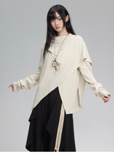 スリット入り 厚手ニットトップス コーディネート 12