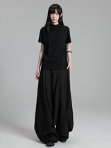 モックネックTシャツ×ワイドパンツ コーディネート 13
