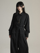 長袖シャツ＆ワイドパンツ セットアップ コーディネート 13