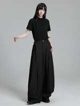 モックネックTシャツ×ワイドパンツ コーディネート 14