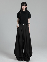モックネックTシャツ×ワイドパンツ コーディネート 15