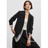 鯨乎シリーズ｜ノーカラージャケット｜長袖・半袖 ゆったり ほうじ茶グレー ブラック S・M・L・XL
