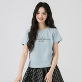 下集シリーズ｜パープル サイドシャーリング 半袖Tシャツ｜リブ編み 短め丈 スリム ライトグレーブルー/パープル/ホワイト S〜XL
