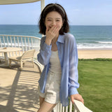 不造作シリーズ｜シフォン調 ゆったり長袖シャツ｜羽織りにも 薄手 ホワイト他全3色 S〜XL
