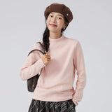 下集シリーズ｜モックネック 長袖Tシャツ｜ホワイト 裏起毛 インナーにも レギュラーフィット 6カラー S〜XL