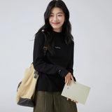 下集シリーズ｜ハイネック 長袖Tシャツ｜裏起毛 インナーにも レギュラーフィット ベージュ他2色 S〜XL