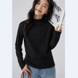 下集シリーズ｜モックネック 長袖Tシャツ｜ホワイト 裏起毛 インナーにも レギュラーフィット 6カラー S〜XL