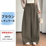 HANSUシリーズ｜ハイウエスト プリーツ バレルパンツ｜ワイド 3丈展開 裏起毛あり ブラック・グレー・ブラウン S〜2XL