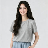 下集シリーズ｜ブラック 正肩 半袖Tシャツ｜無地 コットン ゆったり 短め丈 5カラー S〜XL