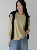 左品シリーズ｜コットン ラグラン七分袖Tシャツ｜ゆったり ホワイト他3色 M〜XL