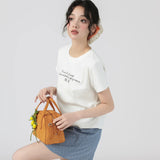 下集シリーズ｜バタフライ他 プリント・無地 半袖Tシャツ｜正肩 スリム 短め丈 17タイプ S〜XL