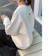 左品シリーズ｜Vネック コットン100% 長袖Tシャツ｜ゆったり ドロップショルダー 背面切り替え ミントグリーン他2色 M〜XL