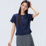 下集シリーズ｜ライトヘザーグレー 無地他 半袖Tシャツ｜正肩 スリム 短め丈 18タイプ S〜XL