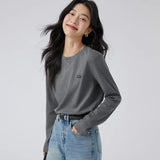 下集シリーズ｜ホワイト ショート丈 長袖Tシャツ｜薄手 インナー向け 綿混 14タイプ S〜XL
