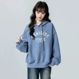 孜索シリーズ｜英字プリント フーディー｜ゆったり ドロップショルダー オートミール・ヘイズブルー・クリームベージュ S〜L