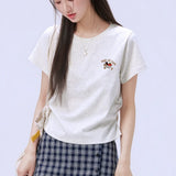 下集シリーズ｜バタフライ他 プリント・無地 半袖Tシャツ｜正肩 スリム 短め丈 17タイプ S〜XL
