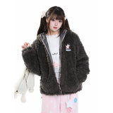 MJMTシリーズ｜くま耳 フード付き ふわふわ 中綿ジャケット ボア 冬 ゆったり S/M/L