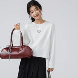 下集シリーズ｜ショート丈 長袖Tシャツ｜オリーブグリーン 薄手 インナー向け 綿混 13カラー S〜XL