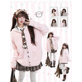 MJMTシリーズ｜学院風 フード付き ニットカーディガン ボタン ゆったり 秋冬 S/M/L