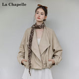 LaCシリーズ｜ワイドラペル ショート丈ブルゾン｜ドロップショルダー ライトキャメル・コーヒーブラウン S〜L