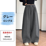 HANSUシリーズ｜ハイウエスト プリーツ バレルパンツ｜ワイド 3丈展開 裏起毛あり ブラック・グレー・ブラウン S〜2XL