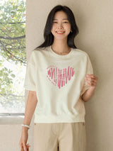 左品シリーズ｜綿 ドロップショルダー 半袖Tシャツ｜ゆったり ショート丈 裾リブ クリーム無地他 全4種 M〜XL