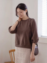左品シリーズ｜コットン ラグラン中袖Tシャツ｜パフ袖 ゆったり 全7色 M〜XL