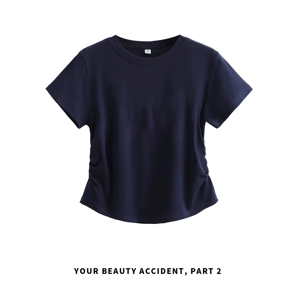 下集シリーズ｜サイドシャーリング 半袖Tシャツ｜正肩 ゆったり 短め丈 3カラー S〜XL