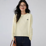 下集シリーズ｜ホワイト ショート丈 長袖Tシャツ｜薄手 インナー向け 綿混 14タイプ S〜XL
