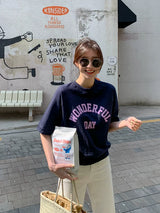 左品シリーズ｜WONDERFUL DAY プリント 半袖Tシャツ｜ラグランスリーブ ゆったり コットン100% ホワイト他4色 M〜XL