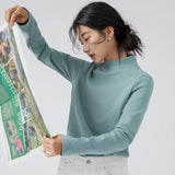 下集シリーズ｜モックネック 長袖Tシャツ｜ホワイト 裏起毛 インナーにも レギュラーフィット 6カラー S〜XL