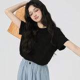 下集シリーズ｜ゆったり 半袖Tシャツ｜正肩 無地 ライトグレー/ブラック/ホワイト/イエロー/ダークグレー S〜XL