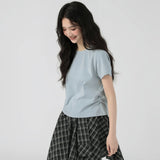下集シリーズ｜バタフライ他 プリント・無地 半袖Tシャツ｜正肩 スリム 短め丈 17タイプ S〜XL