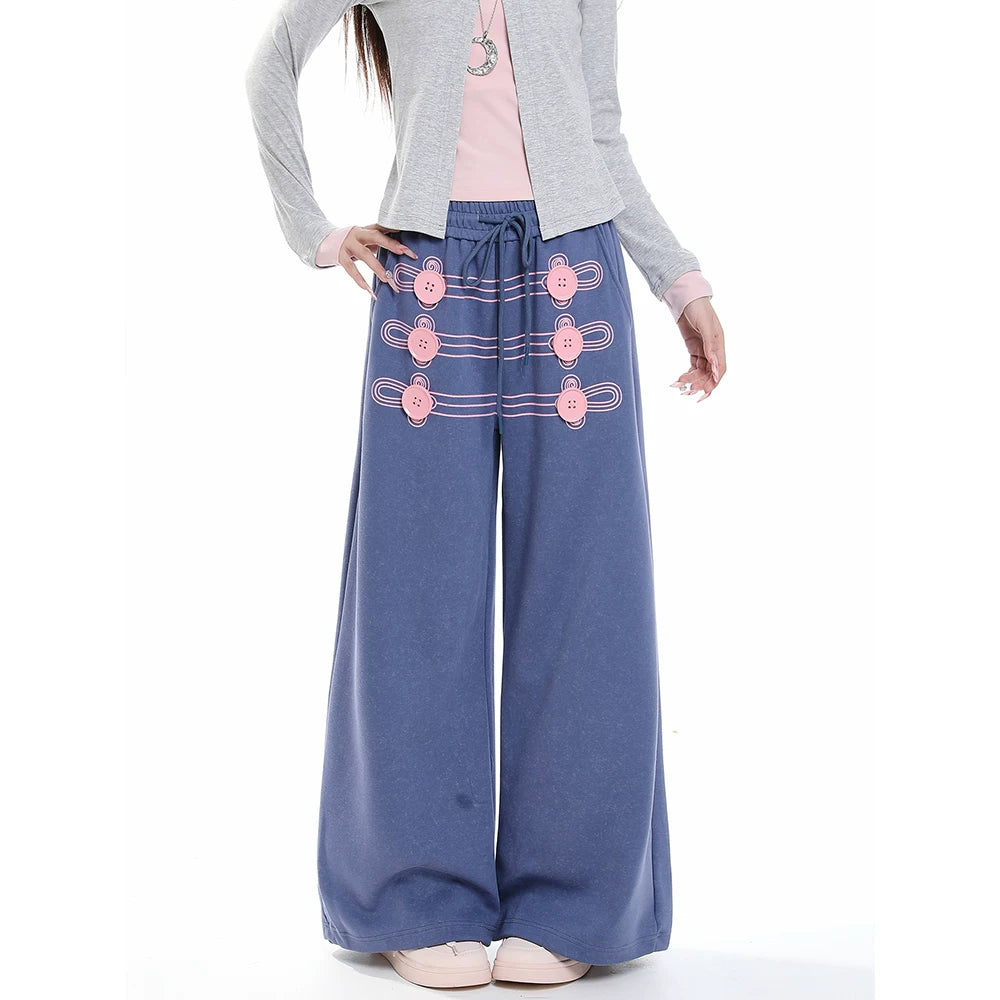 MJMTシリーズ｜アメリカンヴィンテージ ダブルボタン ワイドパンツ ゆったり ストレート 秋 S/M/L/XL